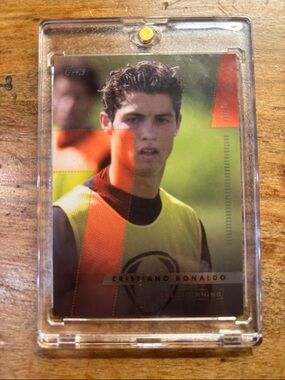Topps Cristiano Ronaldo Card - Black and Gold Accents with plastic case